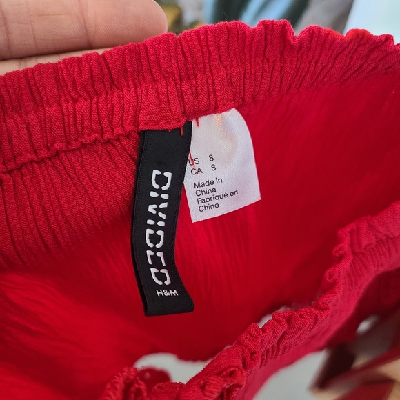 Boho off-the-shoulder red crop top with lace - Picture 10 of 10